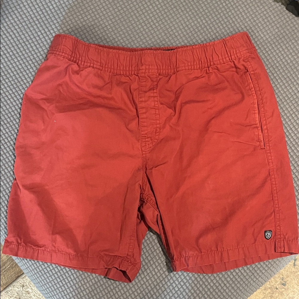 Brixton Brick Red Men's Flat Front Shorts Size Medium Elastic waist